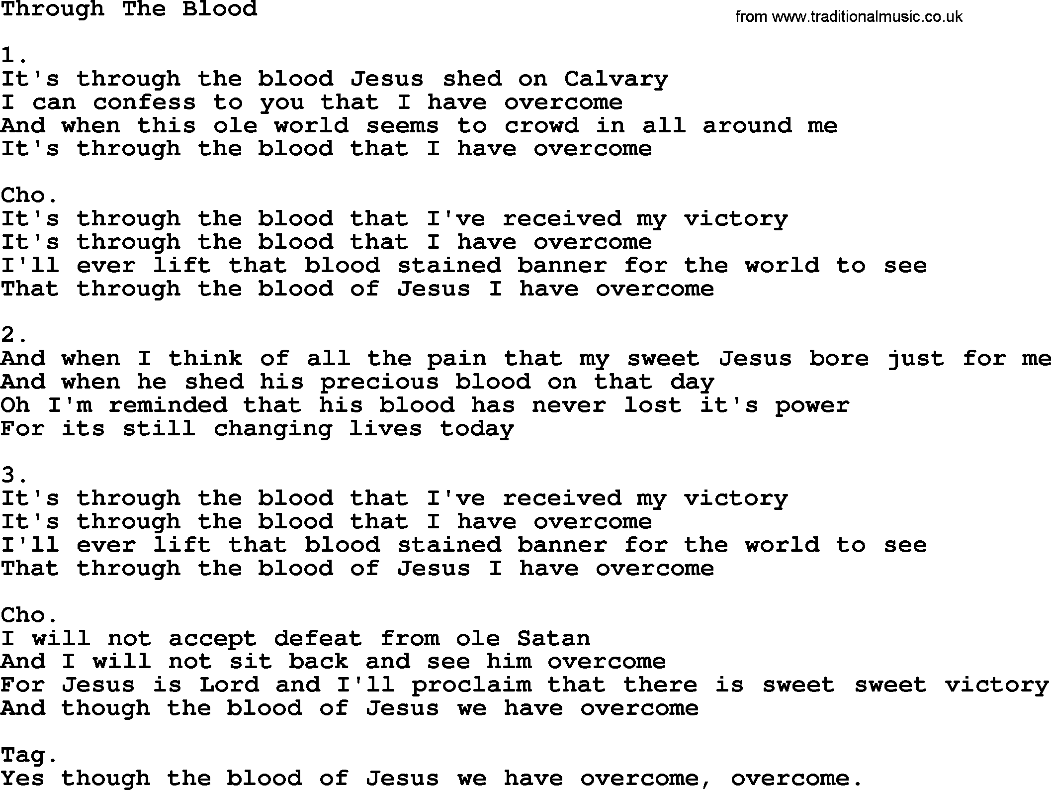 The Blood That Jesus Shed For Me Lyrics - LyricsWalls