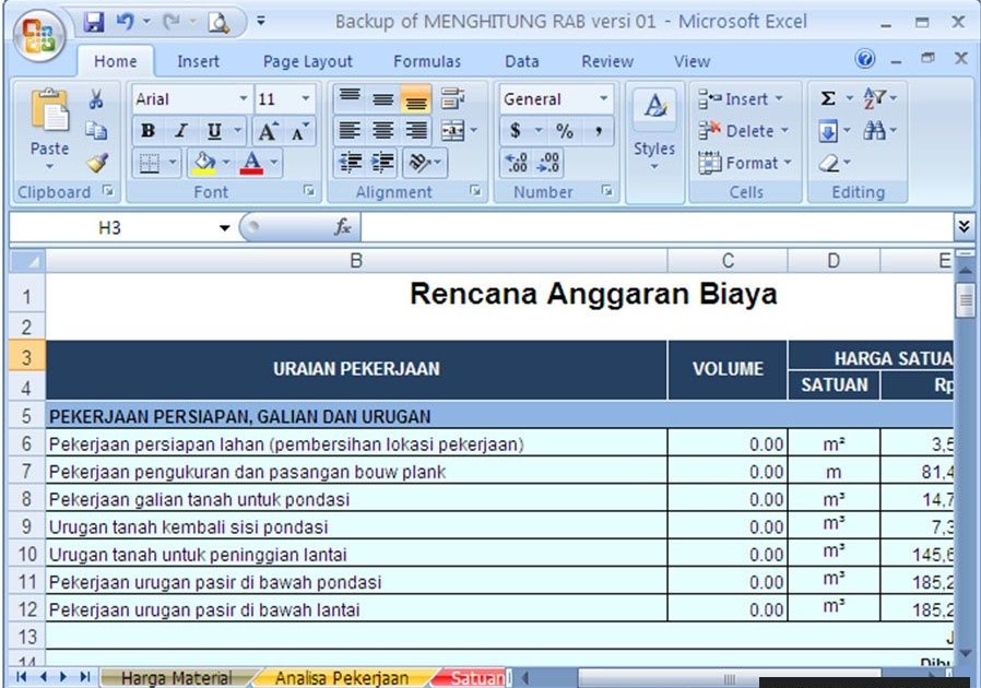  Rab  Rumah Type 45 Excel 2022 Site Plan View Disain Site 