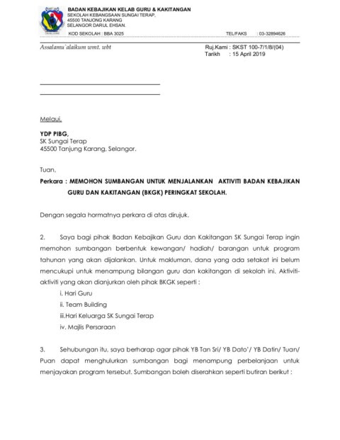 Adakah anda ingin memulakan perniagaan. Surat Mohon Sumbangan Flip Ebook Pages 1 2 Anyflip Anyflip