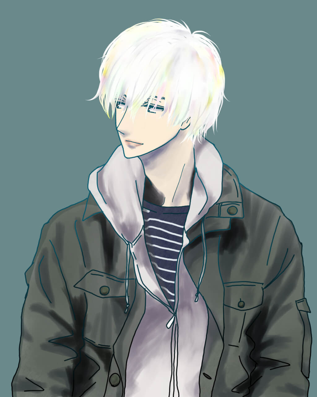 無料イラスト画像 ユニーク白髪 イラスト 男