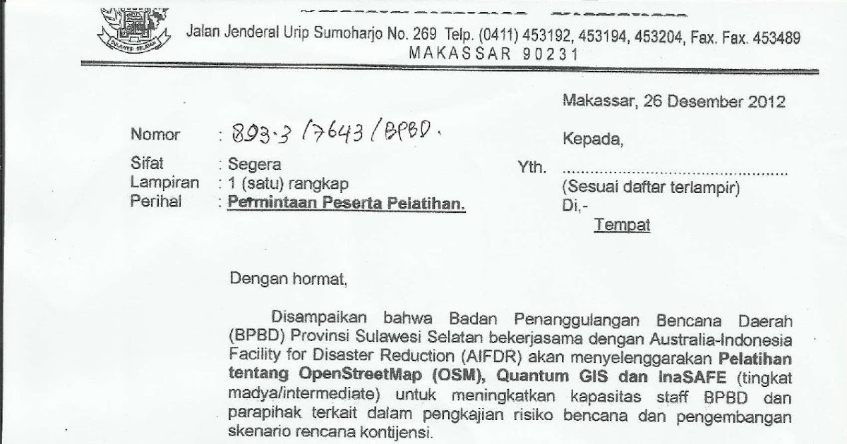 Contoh Surat Undangan Format Block Style - Surat 0