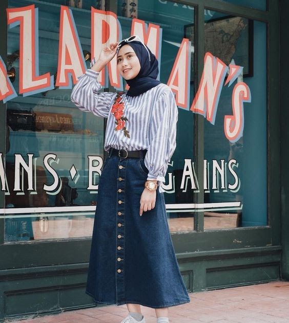 30 Ide Style Hijab Ootd Rok Jeans My Red Gummi Bear