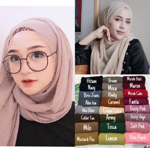 30 Ide Kerudung  Pashmina Crinkle Warna  Coksu  Tricia 