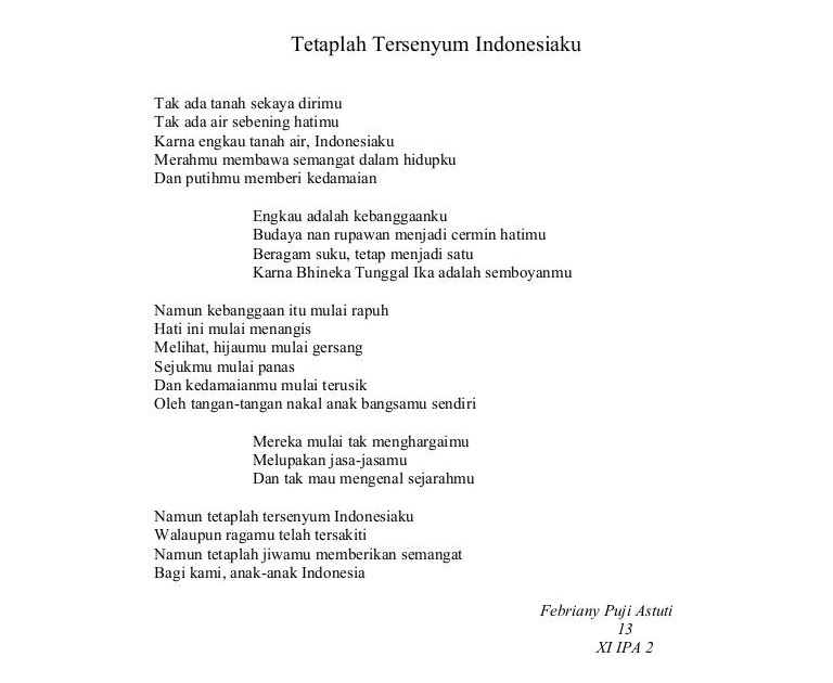 Puisi Tentang Cinta Tanah Air 4 Bait Pantun Indonesia