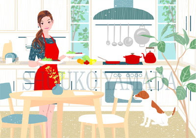 キッチン 女性 イラスト Kitchin