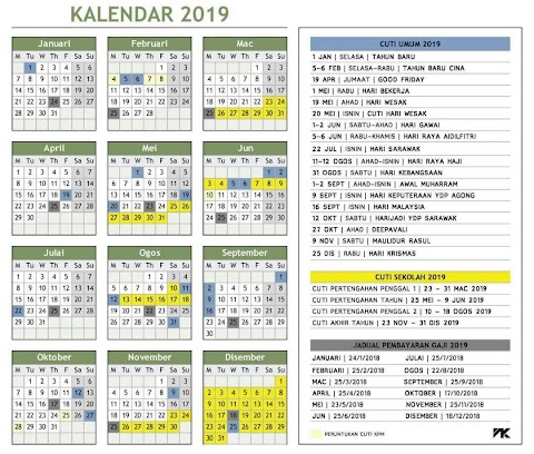 kalendar cuti sekolah bulan 3 2019