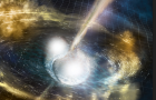 Astronomers detect gravitational waves and a gamma-ray burst from two colliding neutron stars. (credit: National Science Foundation/LIGO/Sonoma State University/A. Simonnet)