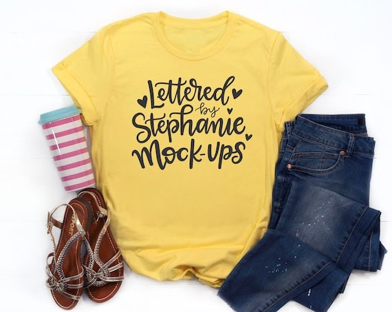 Download Yellow T-Shirt Mockup Unisex Shirt Mock Up T-Shirt Mockup | Clothing Mockups Free Download