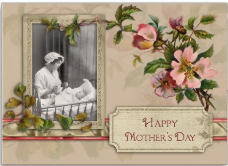 Classic Antique Mother's Day Card depicting olf Image.