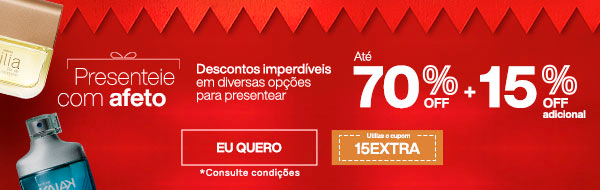 Presenteie com afeto: Até 70% OFF + 15% OFF adicional