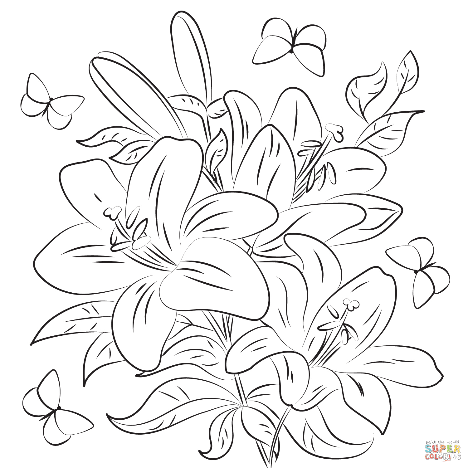 These digital coloring pages for kids and adults are fun to customize and color for preschool, kindergarten, and homeschool. Lilies Coloring Page Free Printable Coloring Pages