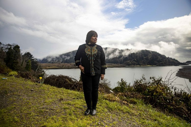 Susan Masten, former chair of the Yurok Tribe, is photographed at her home near the mouth of the Klamath River in California on Feb. 28, 2023. Masten has been an advocate of dam removal since the early 2000s. (Daniel Kim / The Seattle Times)
