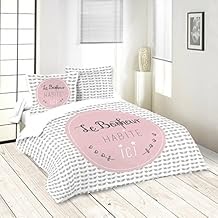 Housse De Couette Rose Et Gris Fille - Antiquités