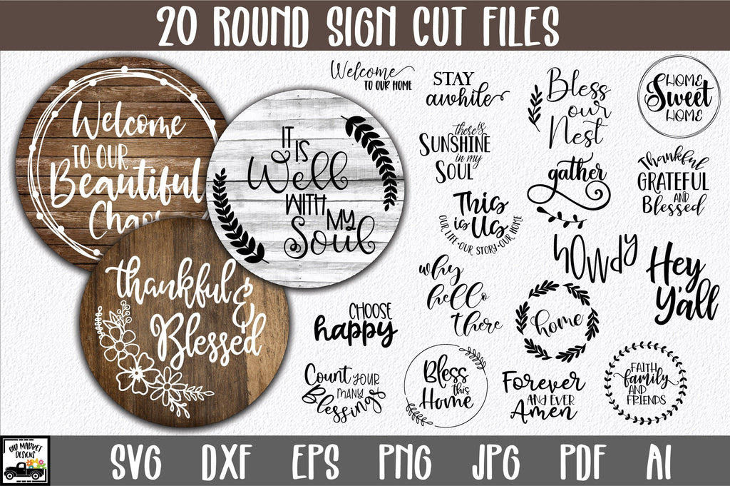 Download Round Sign Bundle Round Svg Files Farmhouse Signs So Fontsy