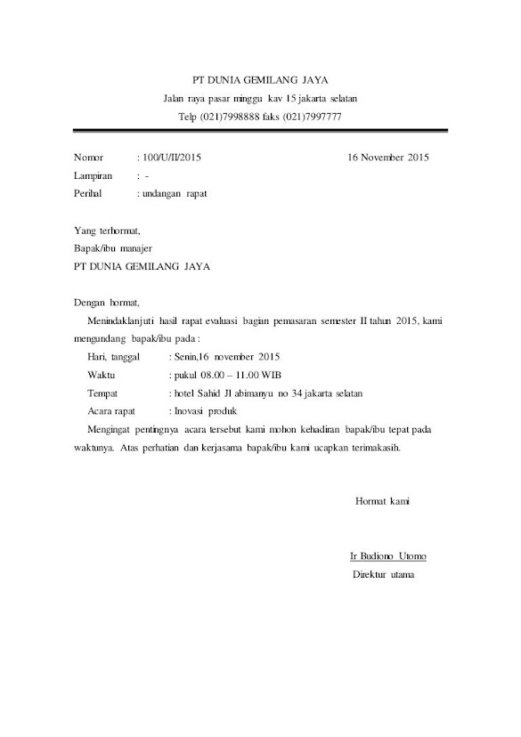 Contoh Surat Undangan Resmi Dalam Bahasa Inggris Beserta