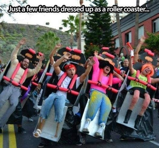 But using the power of momentum, the passengers were able to unstuck themselves by rocking back and forth in unison. Cool Rollercoaster Cosplay Meme