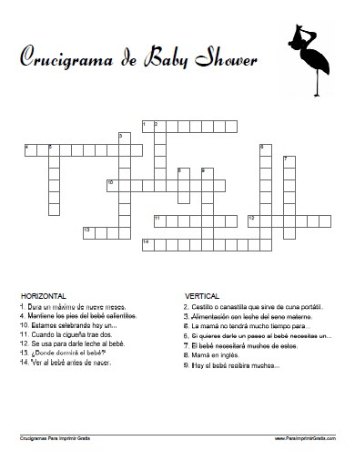 Juegos para baby shower para imprimir en blanco y negro. Juego Crucigrama Para Baby Shower Para Imprimir Gratis Paraimprimirgratis Com