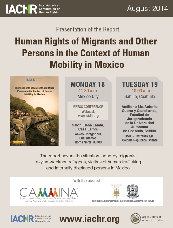 Presentation of the report: Human Rights of Migrants and Other Persons in the Context of Human Mobility in Mexico