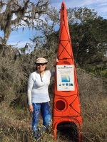 Camille Richards at Ft. Clinch Circumnavigational Trail Marker, by Carl Anderson