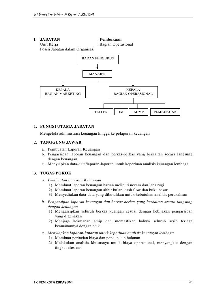 Contoh Job Description Kepala Bagian Keuangan - Ndang Kerjo