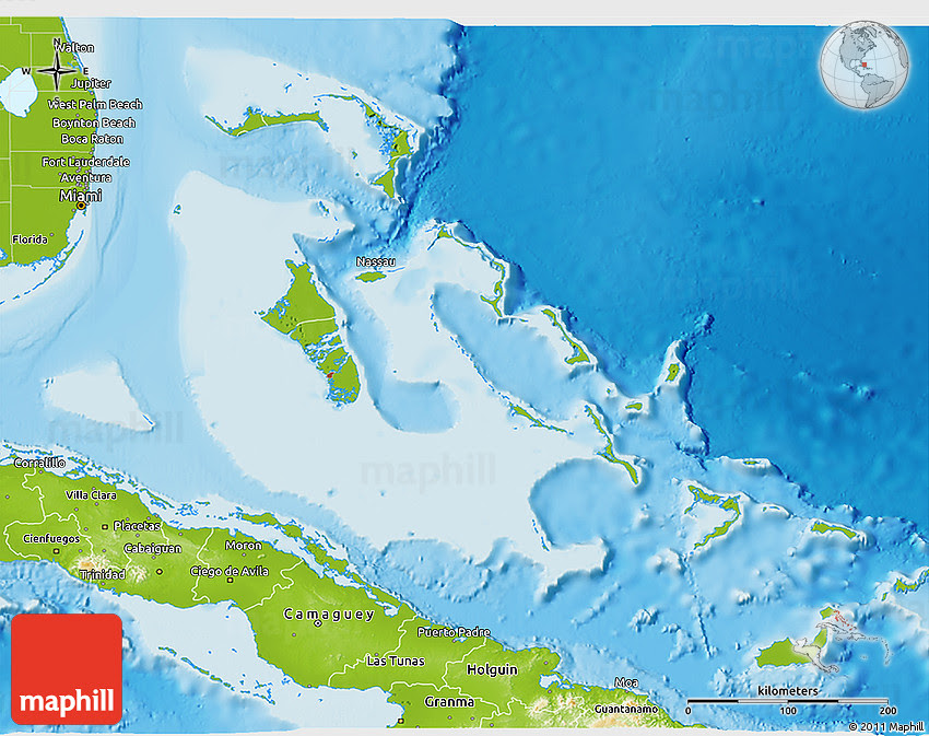 If you travel with an airplane (which has average speed of 560 miles) from bahamas to florida, it takes 0.56 hours to arrive. Physical 3d Map Of The Bahamas