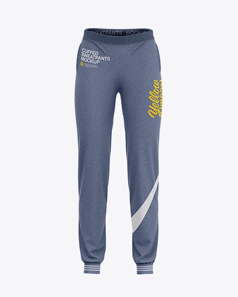 Download Free Women's Heather Cuffed Joggers - Front View (PSD ...
