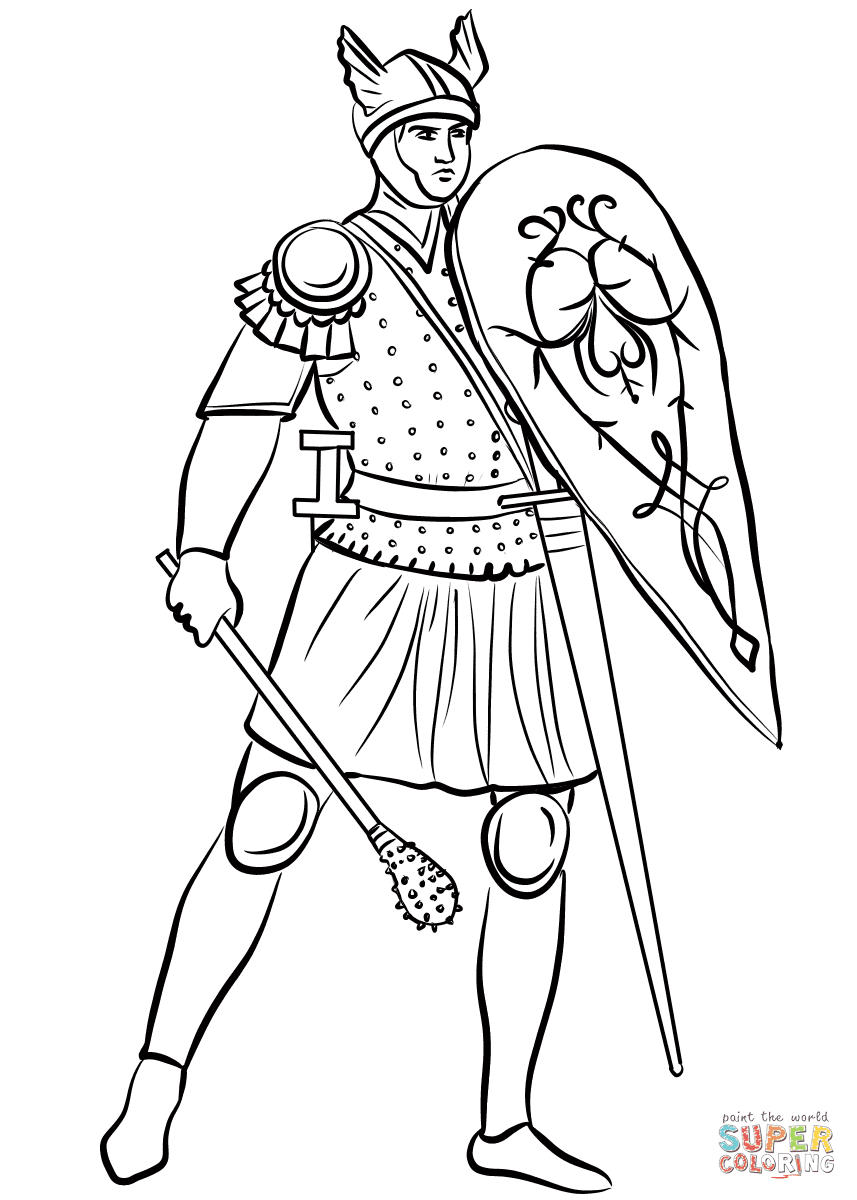 Cartoon medieval shield fotos e imagenes de stock pagina 9 alamy. Dibujo De Soldado Medieval Con Maza Para Colorear Dibujos Para Colorear Imprimir Gratis