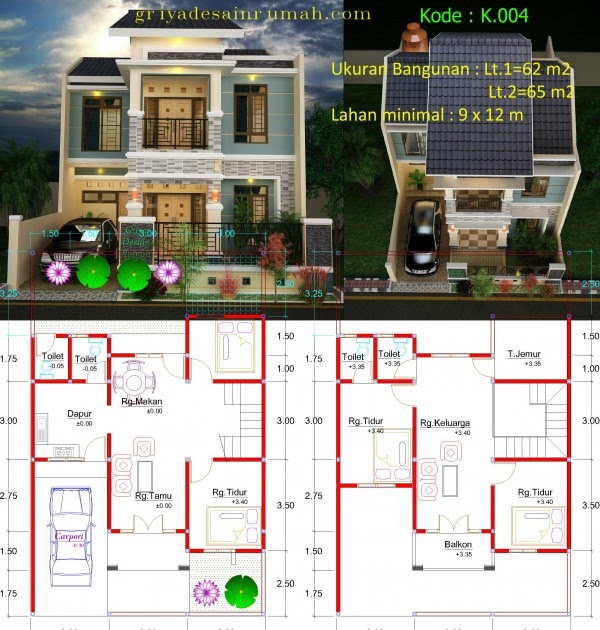  Desain Rumah Minimalis 2 Lantai Luas Tanah 70m2  Rumah  009