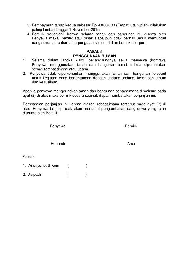 Contoh Surat Perjanjian Kontrak Ubahsuai Rumah Contoh Surat