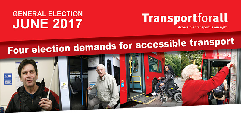 Banner "Four election demands for accessible transport