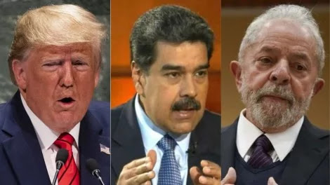 Fotomontagem: Donald Trump, Nicolas Maduro e Lula