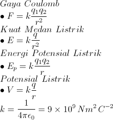 Kumpulan Rumus Fisika Listrik Statis SMA IPA  SOAL UTBK 