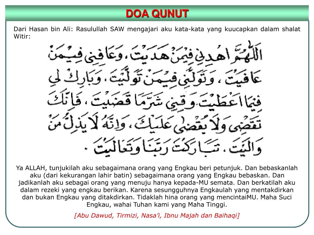 Doa Qunut Subuh Latin Dan Artinya