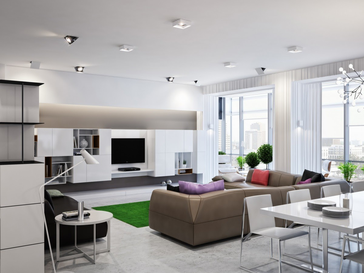 Planyourroom.com is a wonderful website to redesign each room in your house by picking out perfect furniture options to fit your unique space. Neutral Open Plan Living Room Interior Design Ideas