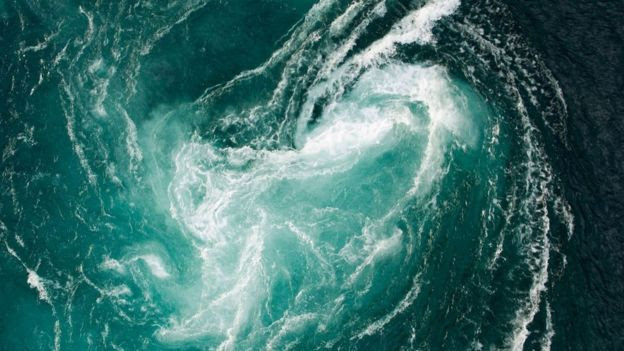 A tidal whirlpool in the Saltstraumen, Norway