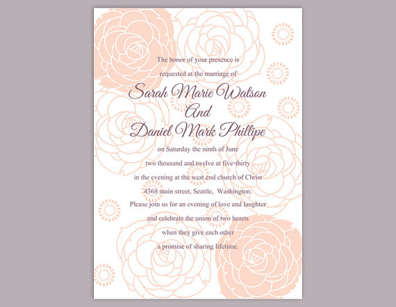 Diy Wedding Invitation Template Editable Word File Instant