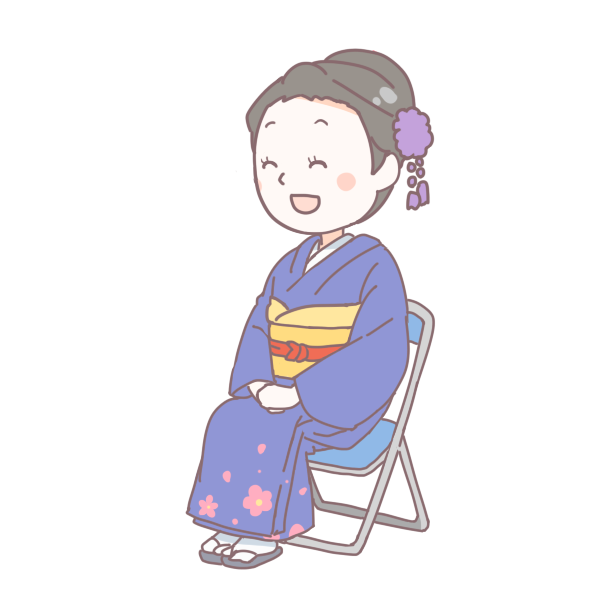 無料イラスト画像 ベスト着物 座る イラスト