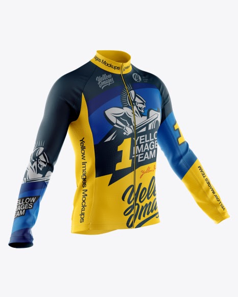 Download Free Men's Full-Zip Cycling Jersey With Long Sleeve Mockup ...
