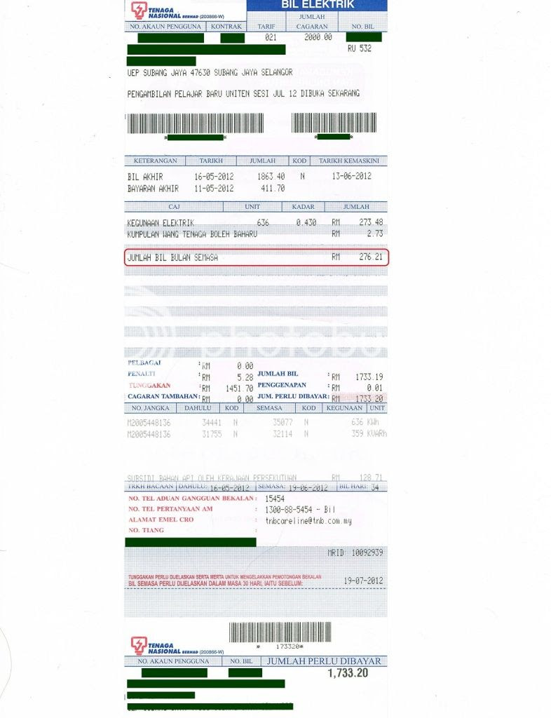 Contoh Bil Elektrik  Desainrumahid.com