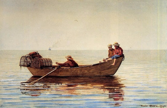 Three Boys in a Dory with Lobster Pots, 1875 (647x421, 277Kb)