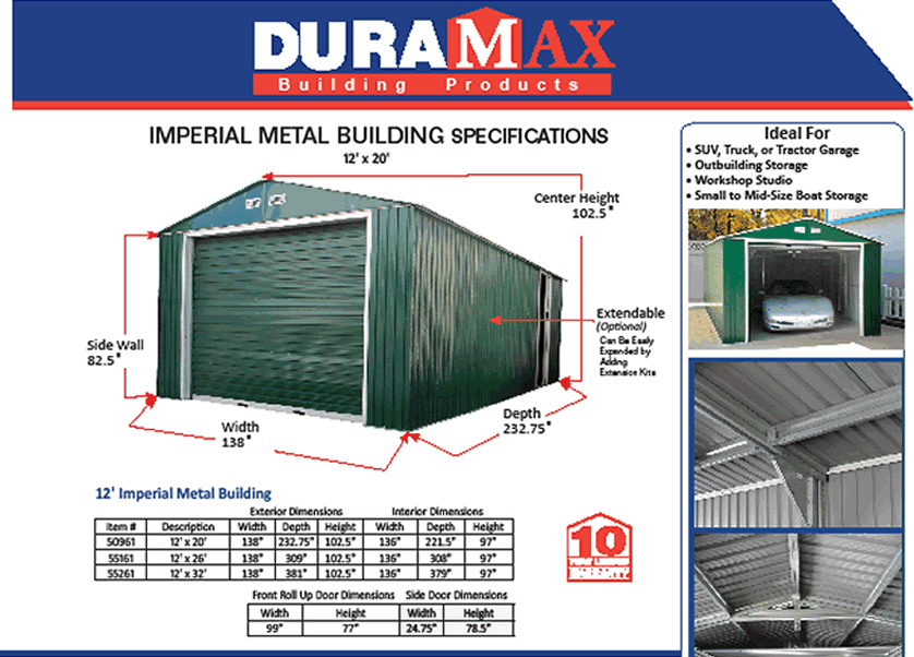 10' x 16' outdoor structure building / storage shed plans