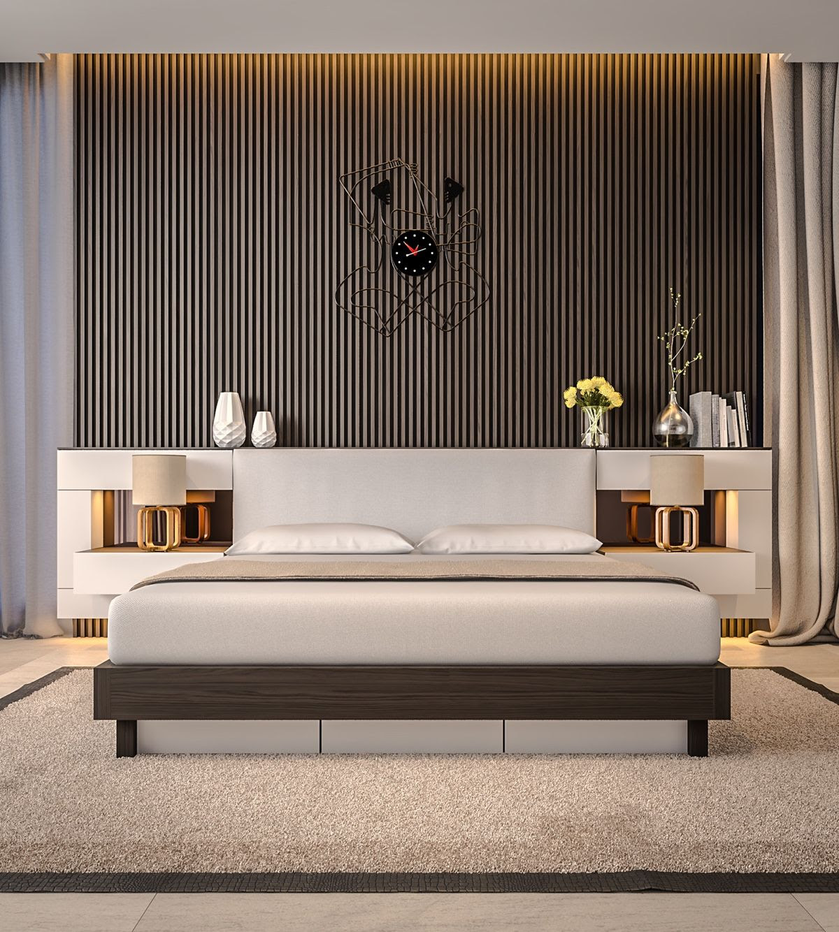 It can be created to go vertically or wow diane your slat wall really looks beautiful. 25 Beautiful Examples Of Bedroom Accent Walls That Use Slats To Look Awesome