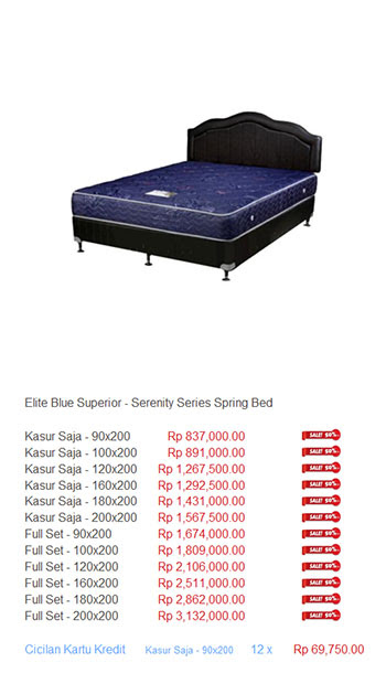 100% water proof (anti bocor) ready stock: Harga Elite Serenity Spring Bed Harga Spring Bed Termurah Di Indonesia
