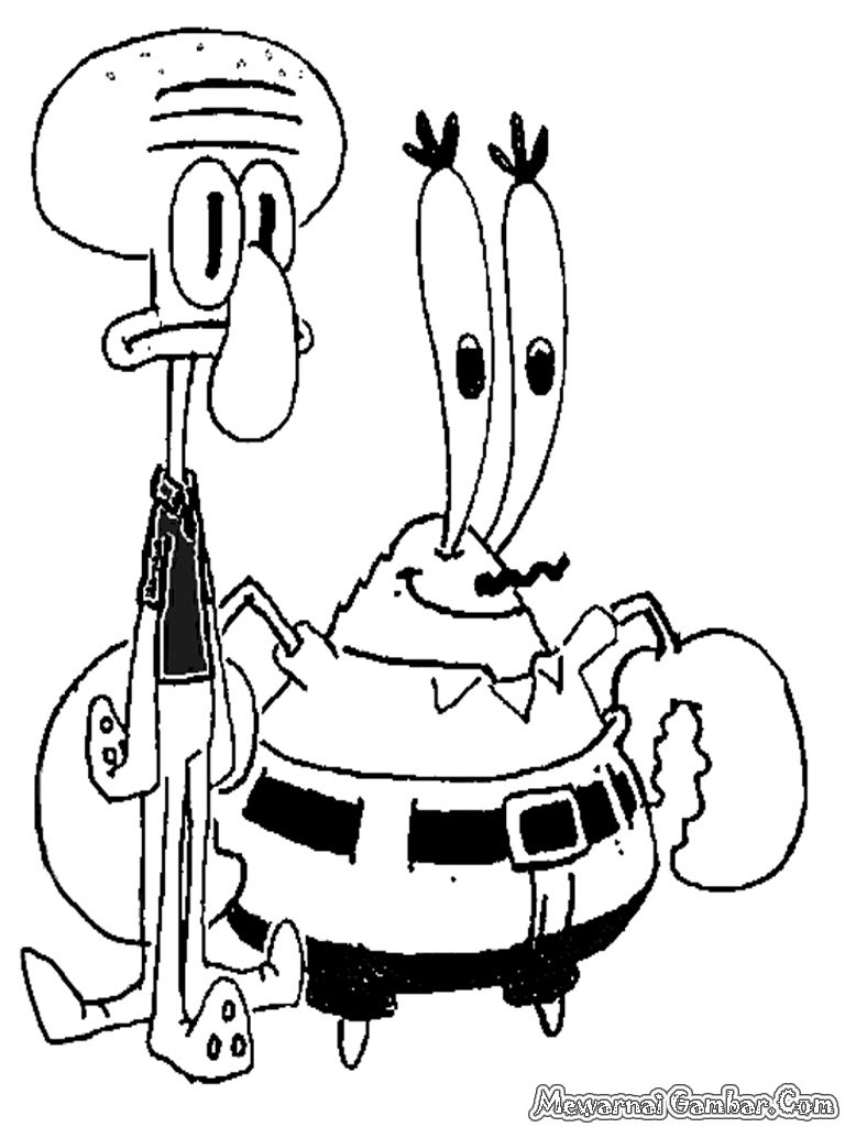 Mewarnai Gambar Kartun Sketsa Spongebob - Contoh Sketsa Gambar