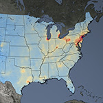 image of US with air quality data