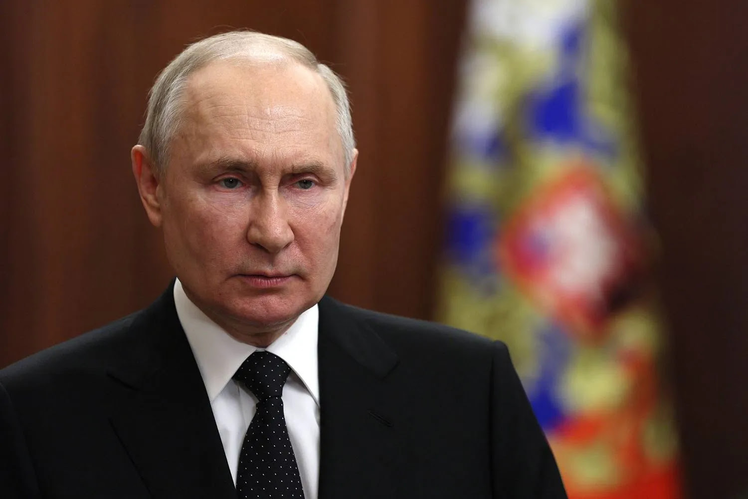 Russian President Vladimir Putin delivers a video address as Wagner Group mercenaries stage a rebellion on June 24.