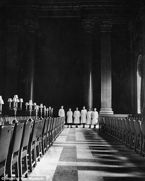 Well traveled: Wren stewards at the Royal Naval College, Greenwich form this picture in Beaton's portfolio, along with a war image from Cairo, Egypt, in 1942 (right)