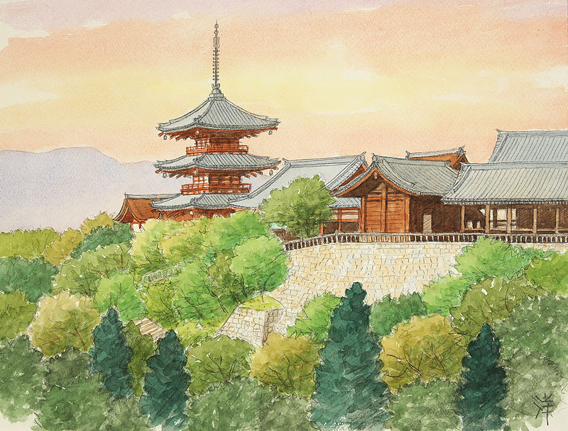 綺麗な京都 五重塔 イラスト スーパーイラストコレクション