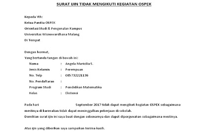 Contoh Surat Izin Dari Kantor Untuk Kampus / 10 Contoh Surat Izin Yang