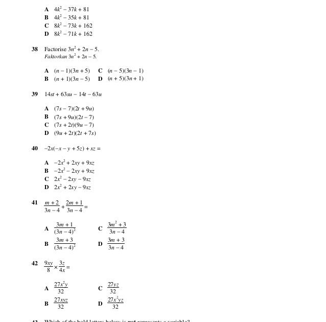 Contoh Soalan Matematik Tingkatan 4 Bab 3 - Surat 0
